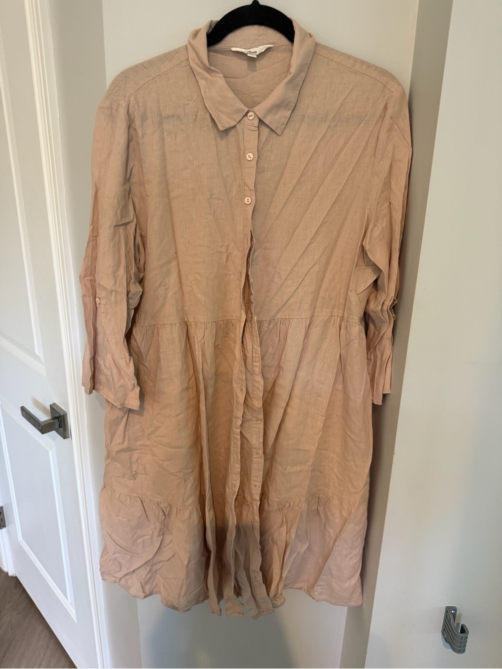 Ripe Maternity Light Pink Long Sleeve Button-Front Shirt Dress